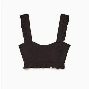 Zara Black Frill Strap Crop Top